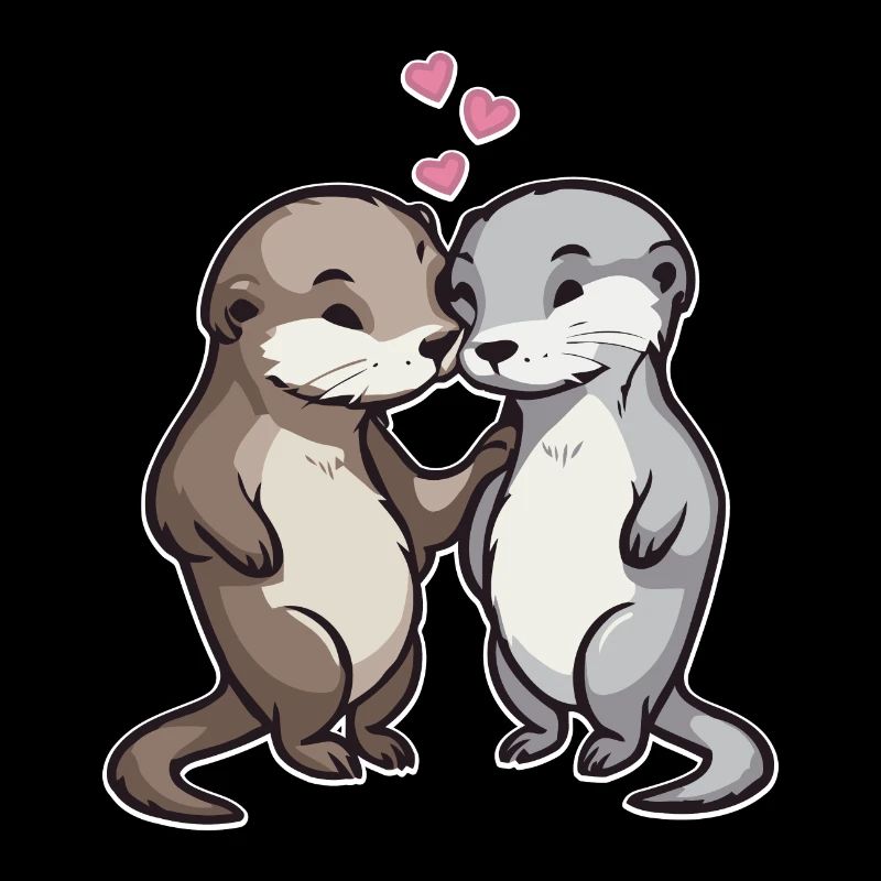 Verliebte Otter Herzen Liebe