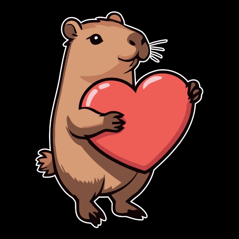 Capybara avec coeur Saint-Valentin
