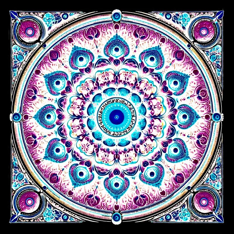 Mandala Orbital Bleu-Rose
