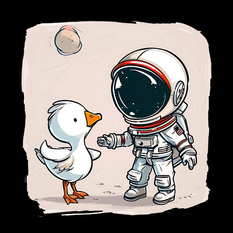 Mignon astronaute et oie dessin animé Design | Espace