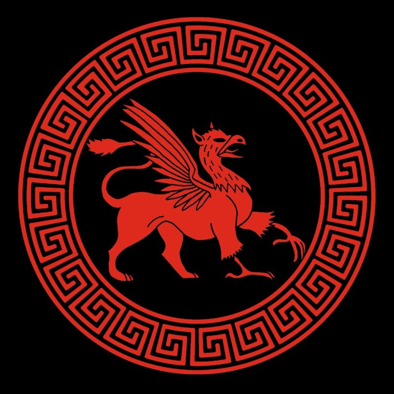 Griechisches rotes Greifsymbol
