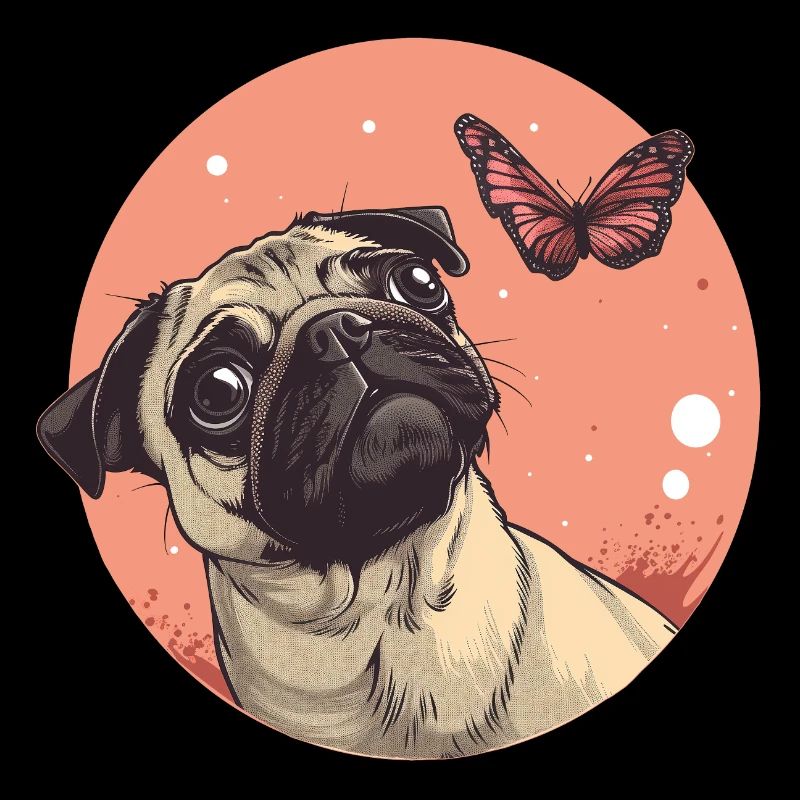 Mops mit Schmetterling