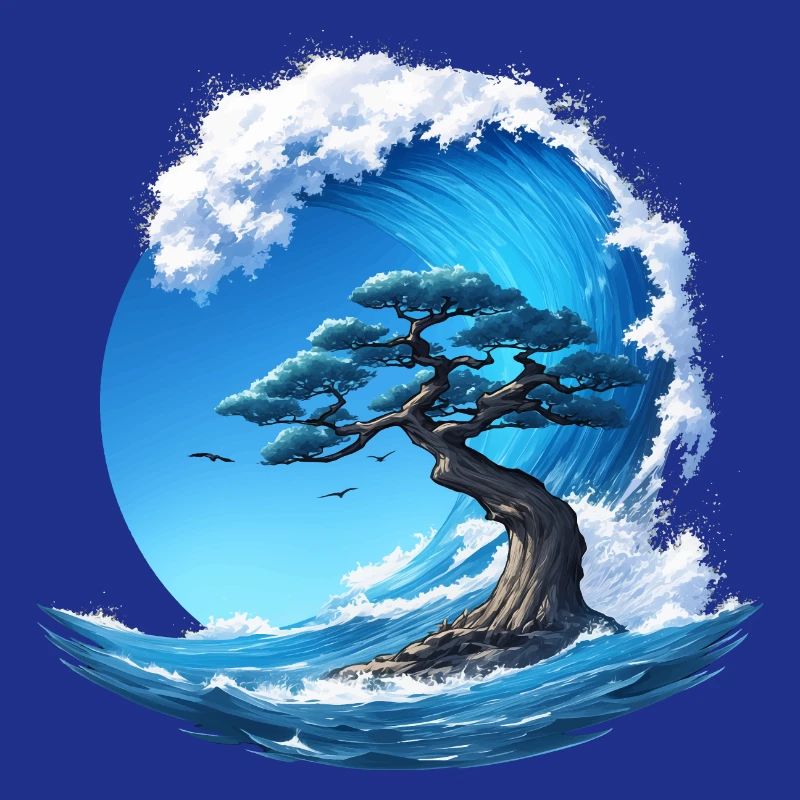 A tree under a wave