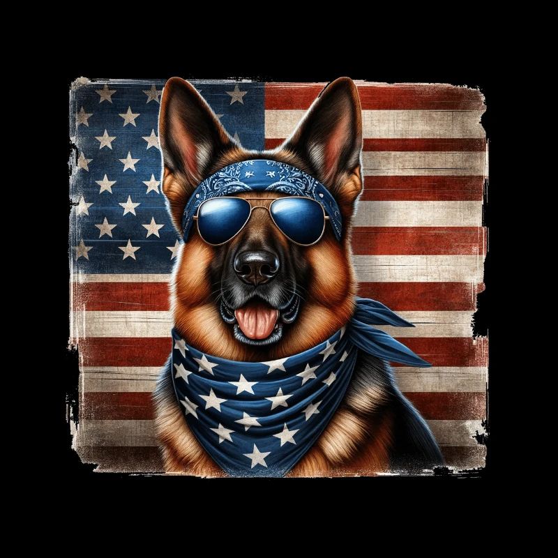 Schäferhund mit USA Flagge
