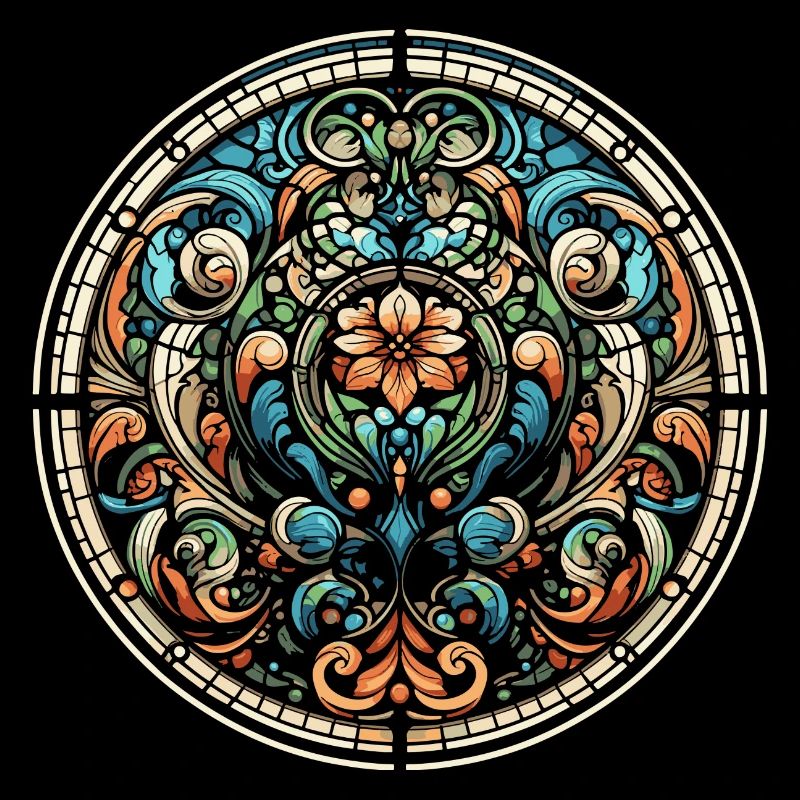 Buntglasfensters mit einem floralen Design