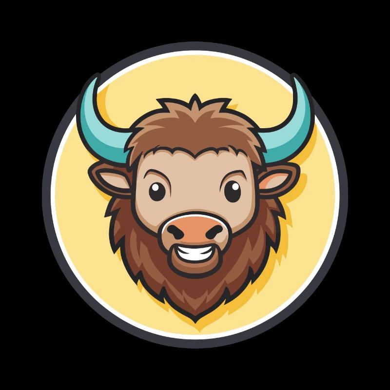Bison Kawaii Cartoon Figur Tier Haustier Gesicht