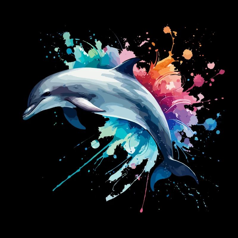 Lebendiger Delfin in Aquarell, Ozean