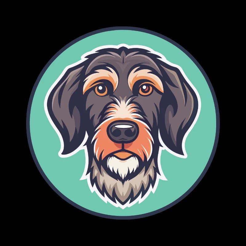 German Roughhaired Pointer Dog Breed Funny Cartoon