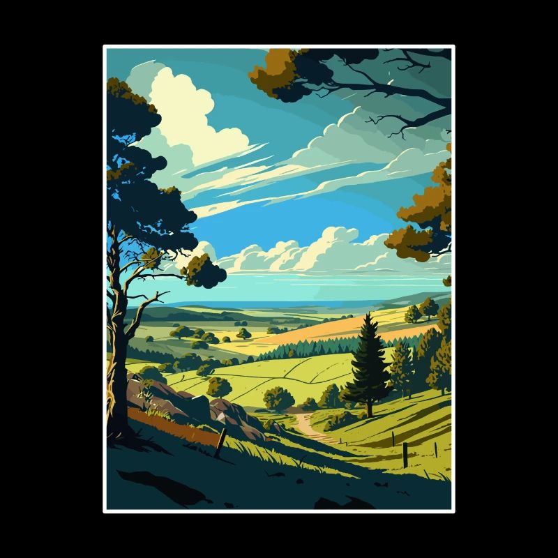 Blackdown Hills Aonb Voyage Affiche Souvenir WPA