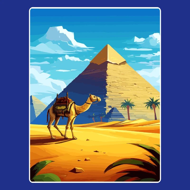 Le Caire, Égypte, Grandes Pyramides De Gizeh, Affiche De Voyage