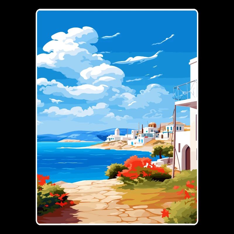 Paros Grèce Affiche de voyage Peinture de carte postale souvenir