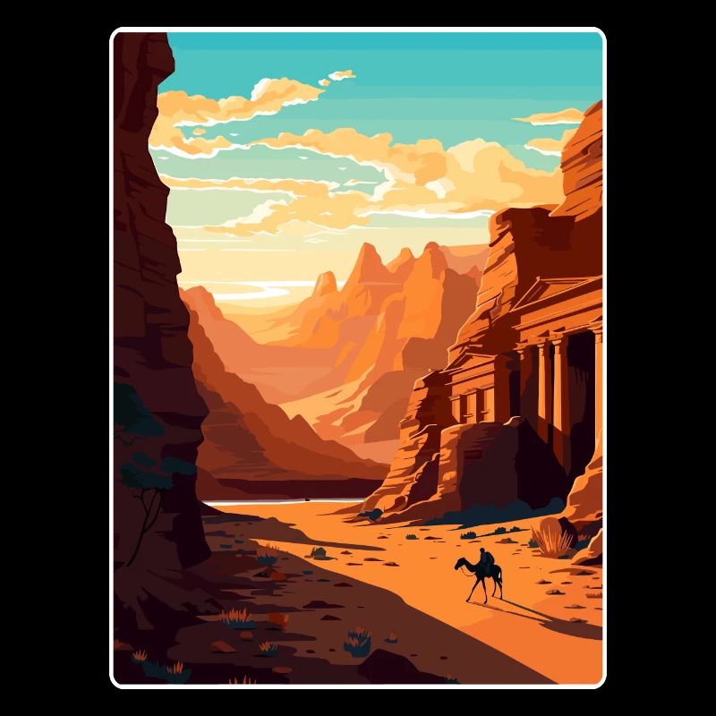 Petra Jordan Reise Poster Souvenir Postkarte Farbe