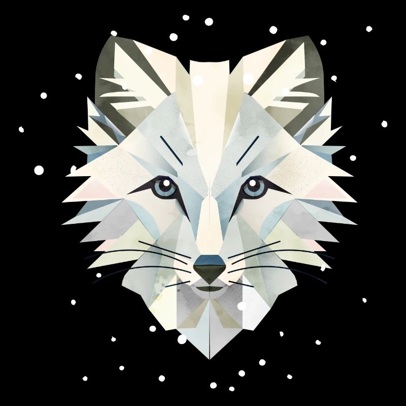 Magical arctic fox in geometric elegance
