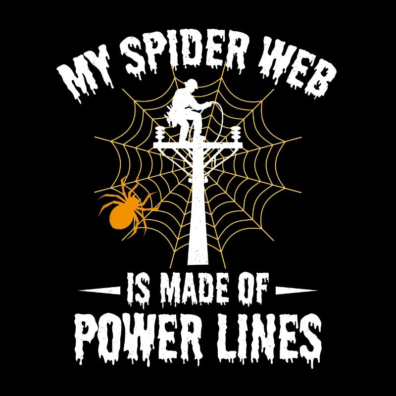 Lineman Halloween Spider Web Power Lines Spooky