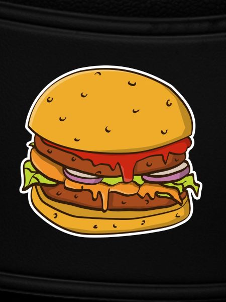 Buntes Bild eines Hamburgerbrötchens.
