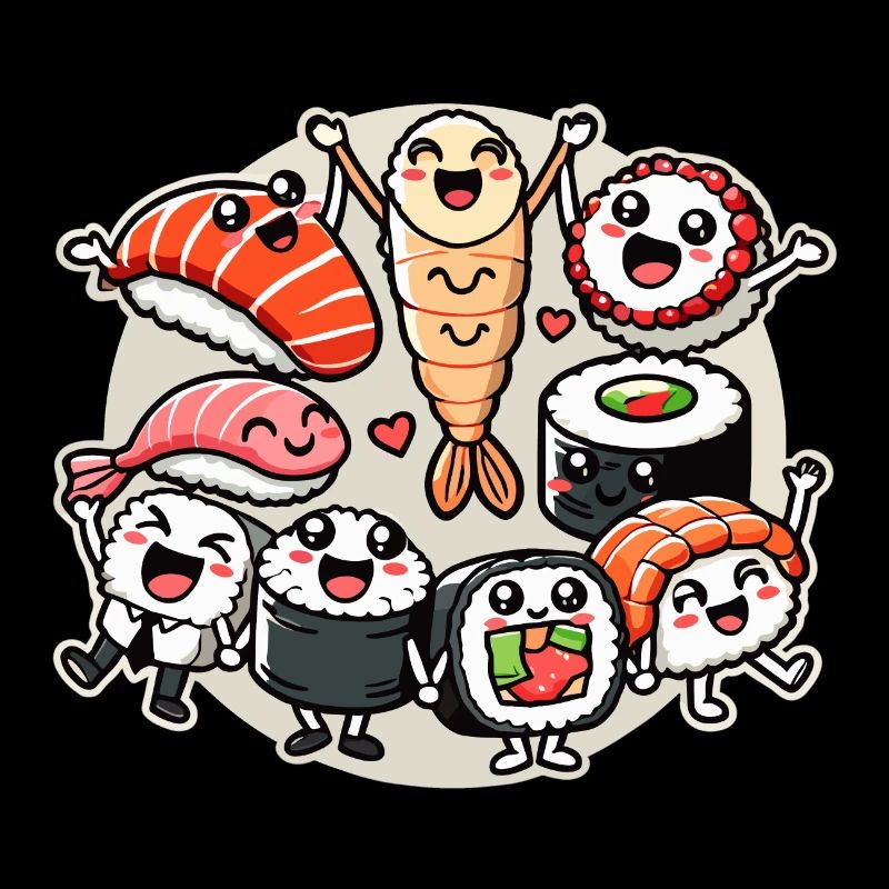 Sushi Freunde Maki Nigiri Sashimi Kawaii Geschenk