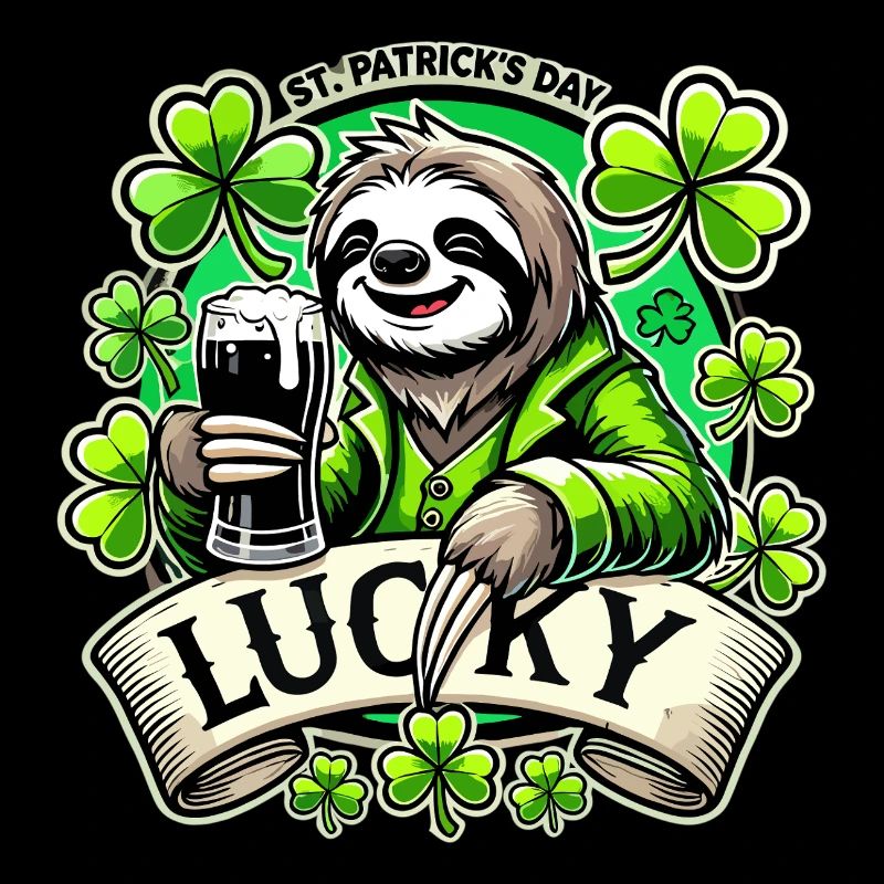 St. Patrick's Day Leprechaun Sloth Happy