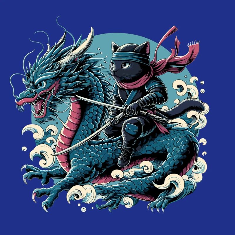 Ninja Katze Drache Ninjato Geschenk