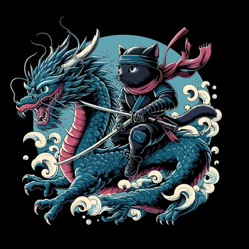 Ninja Katze Drache Ninjato Geschenk