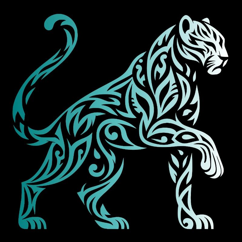 panthere tribal dégradé bleu blanc