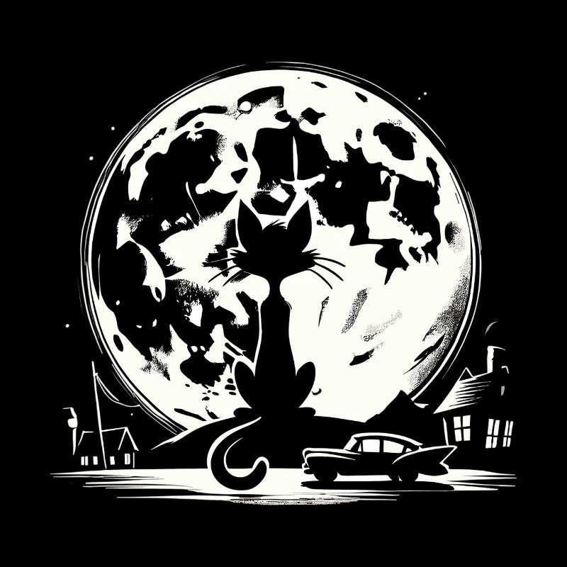 Cat Cats Moon Moonlight Supermoon Gift