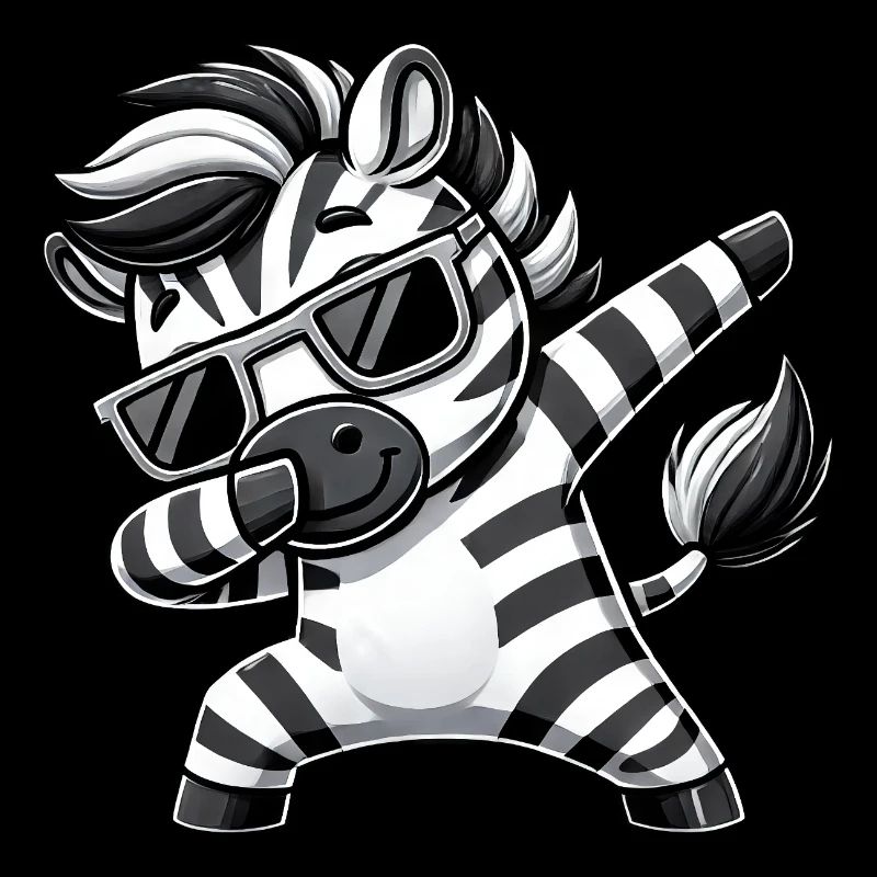 Cool Zebra Dab Cartoon with Sunglasses
