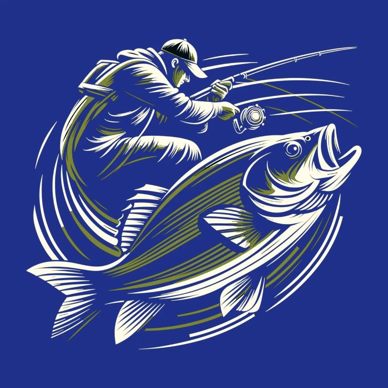 Pêche pêcheur perche poisson géant vert olive cadeau