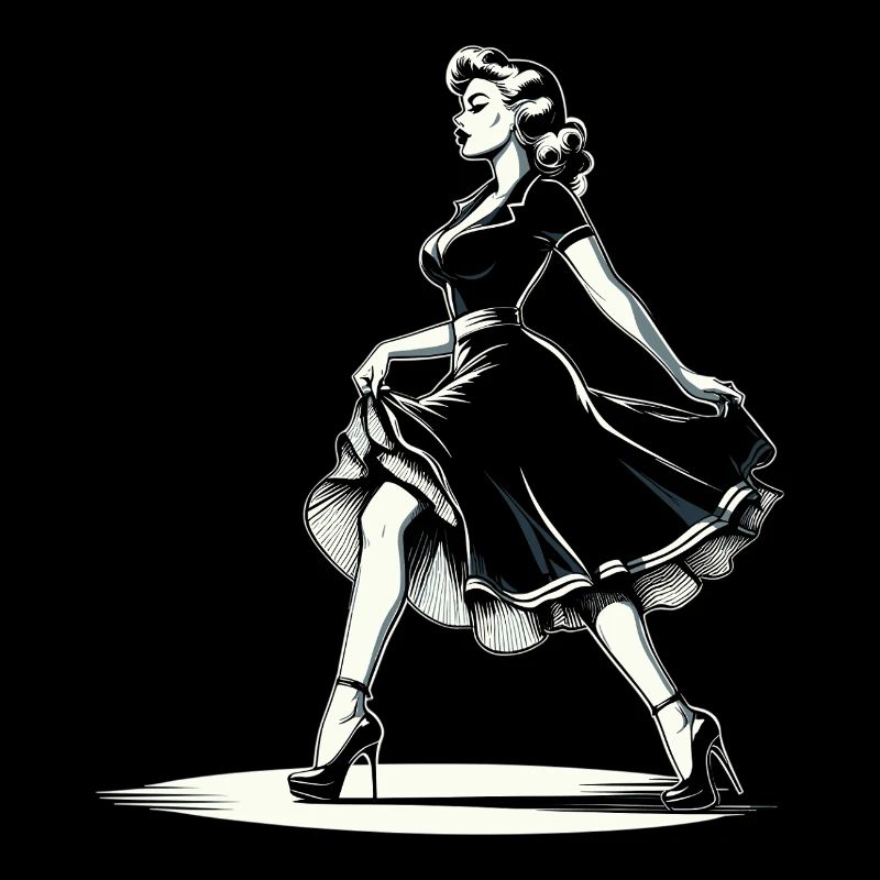 Rockabilly Style Frau Kleid Pumps Retro Geschenk