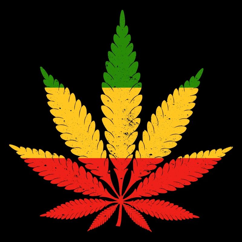 Or rouge Vert Rasta Couleurs Feuille de Cannabis