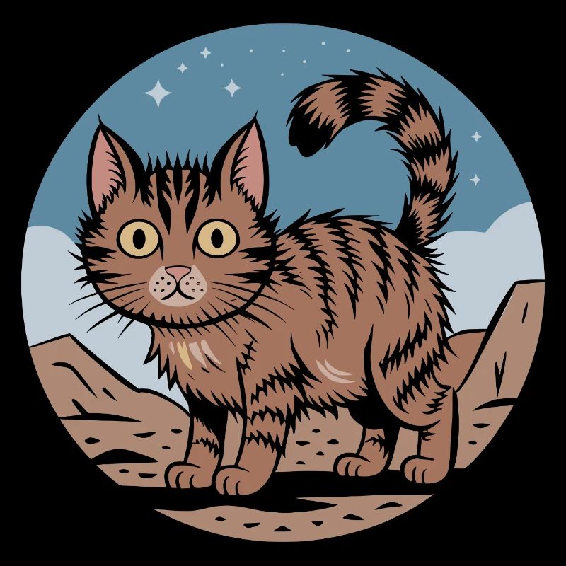 Cute Retro Cat Adventure Night Sky Gift