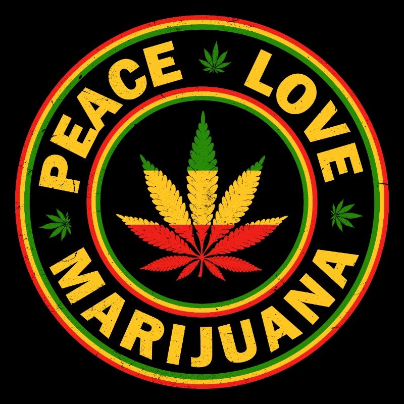Frieden Liebe Marihuana Rastafari Emblem