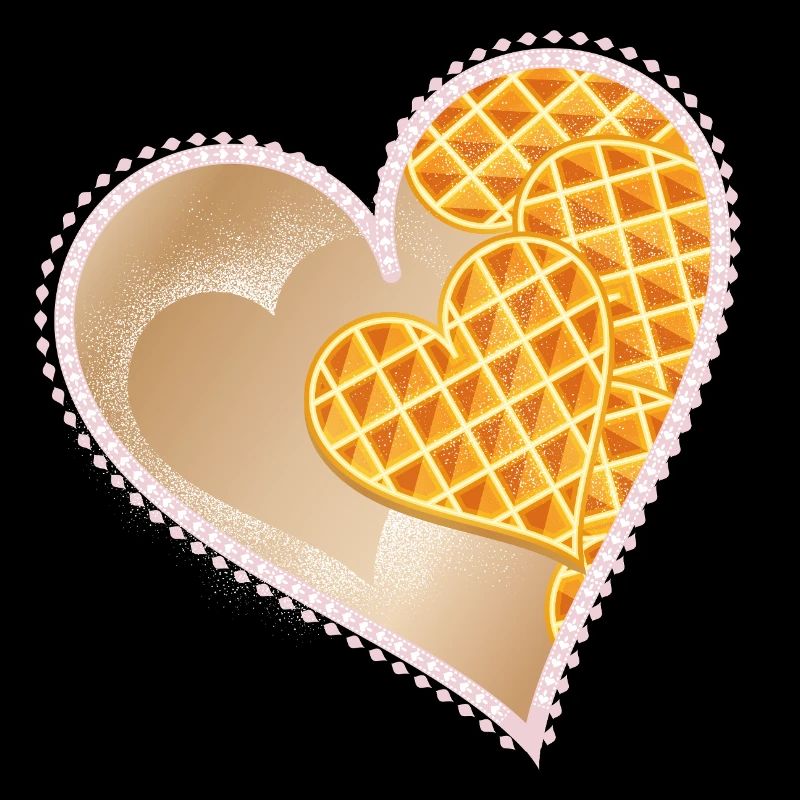 Herz Waffeln mit Puderzucker und Spitzenrand