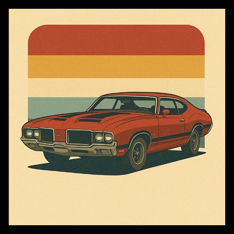 Retro Muscle Car Sun Salutation Design