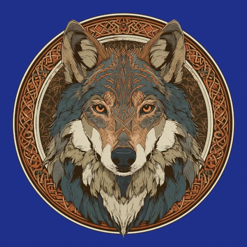 Legendary wolf with Celtic pattern