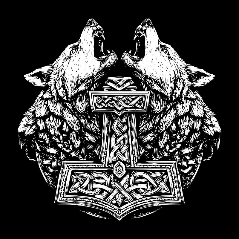 Nordisch Wolf Thor Hammer Wikinger Symbol