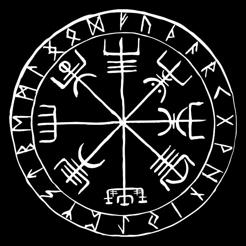 Vegvísir Runes Compass Viking Symbol Design