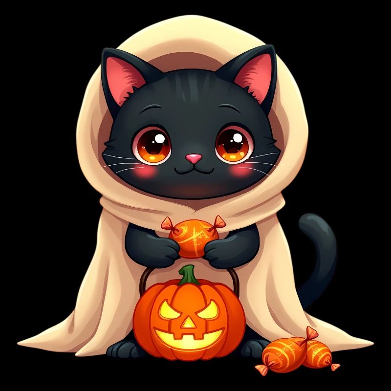 Halloween Cat with Halloween Pumpkin