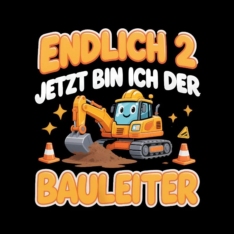 Kids 2nd Birthday Boy Excavator Construction Work