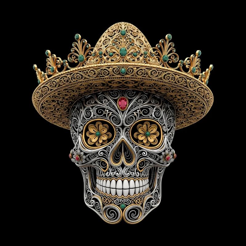 Dia De Los Muertos Calavera Crâne Fleurs Cadeau