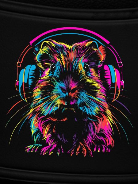 Neon-Meerschweinchen mit Kopfhörer