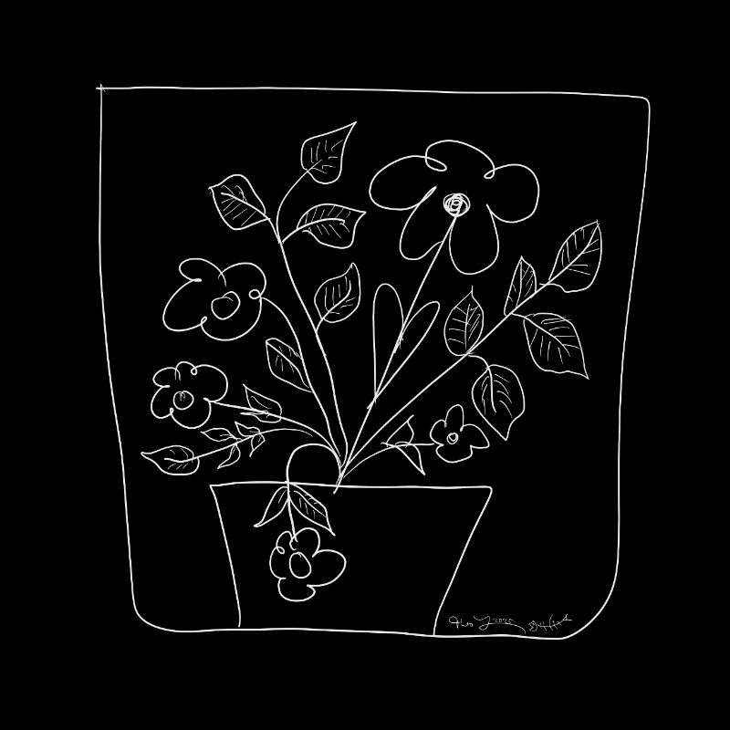 Flower Pot Chalk Sketch