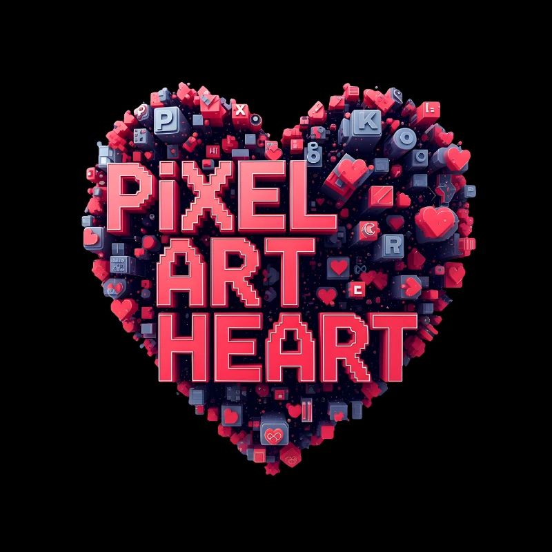 Collage de cœurs en pixel art
