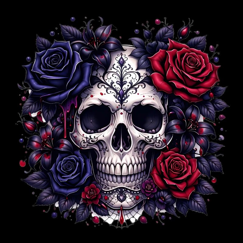 Crâne gothique avec des roses