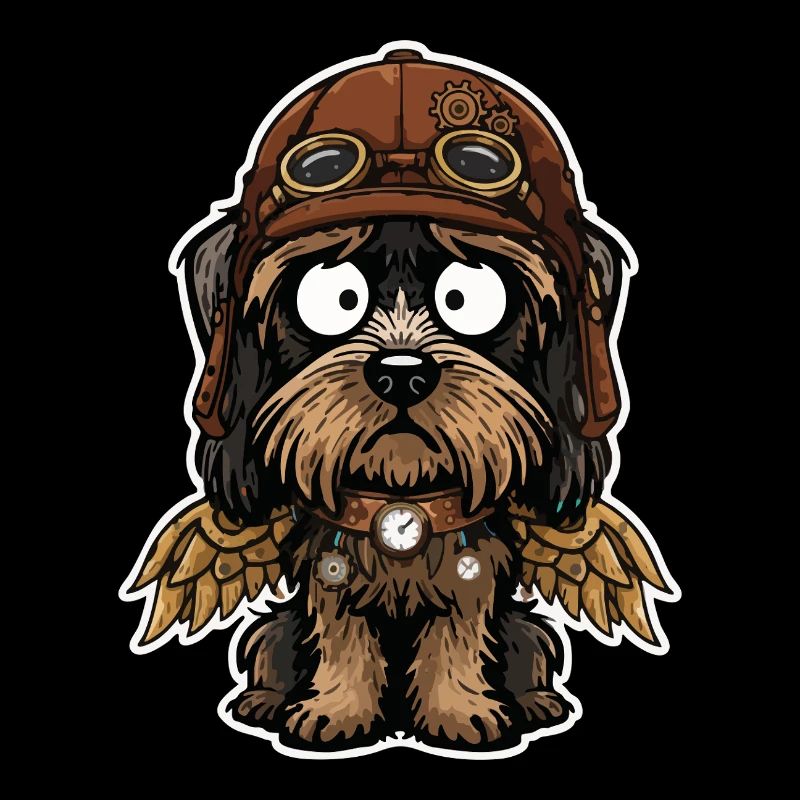 Steampunk Aviator Dog Brass Mechanical Wings