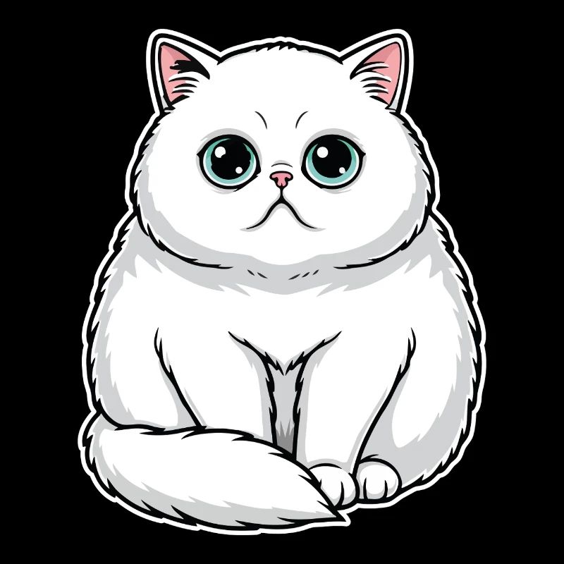White Persian Cat Emerald Eyes Premium Portrait