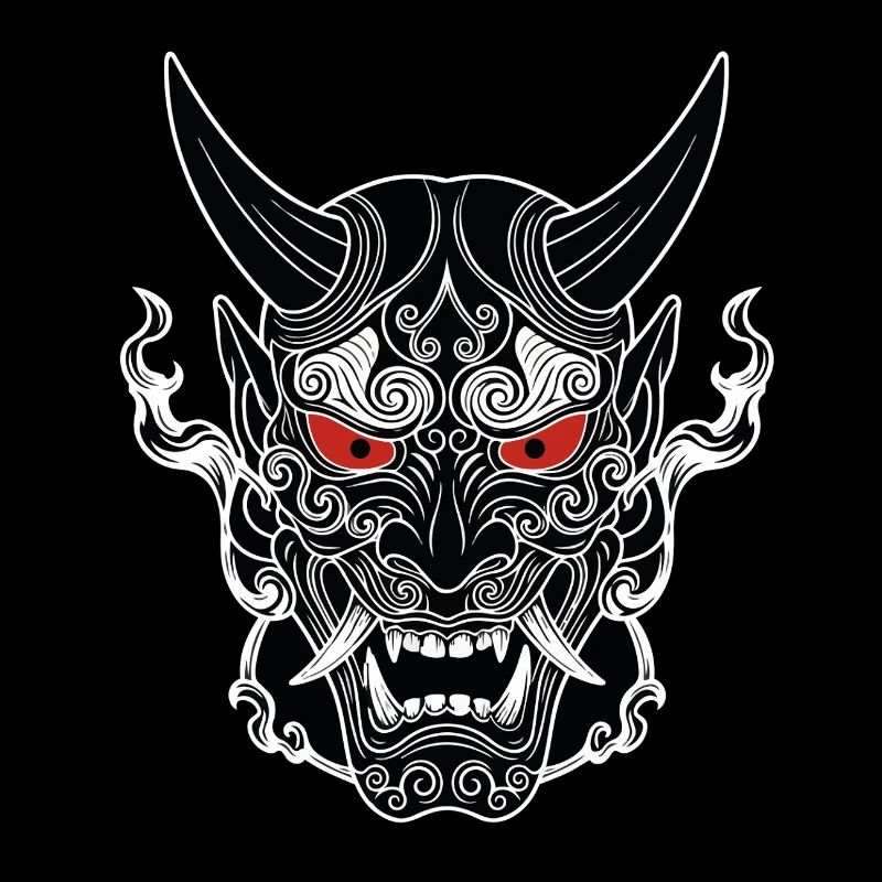Oni Japan Dämon Gothic Schwarze Weiße Maske