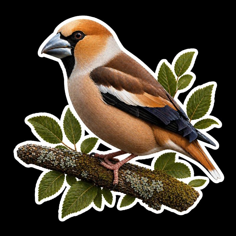Noble Hawfinch Sticker – Detailed Nature Illustrations