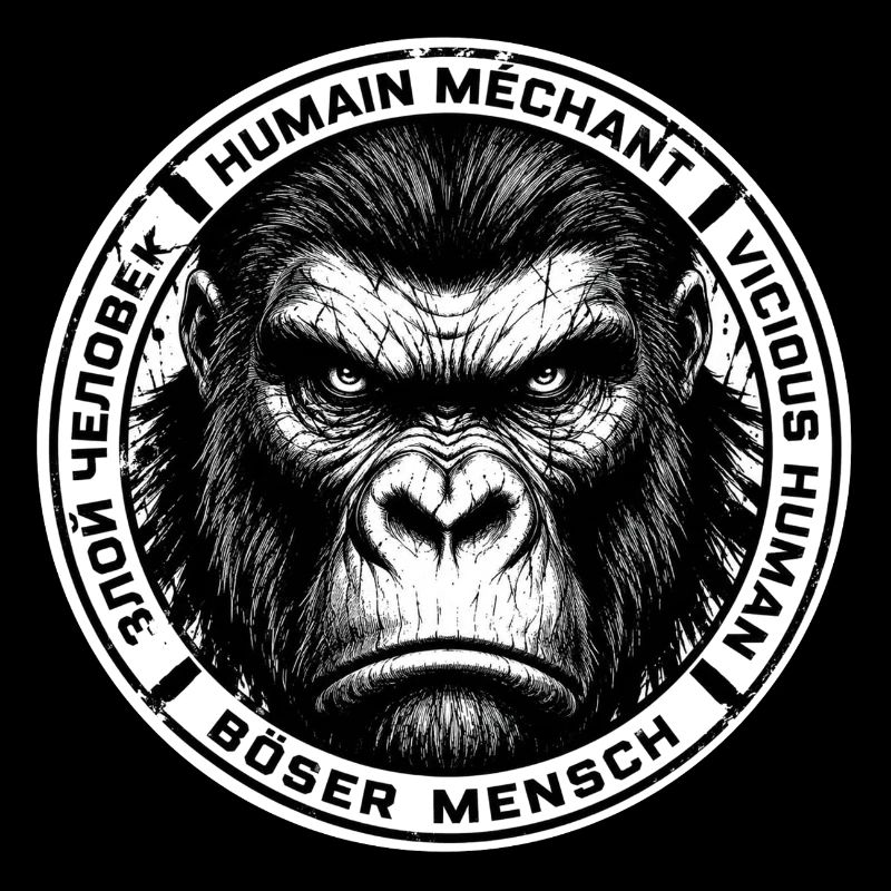 Gorille méchant badge noir
