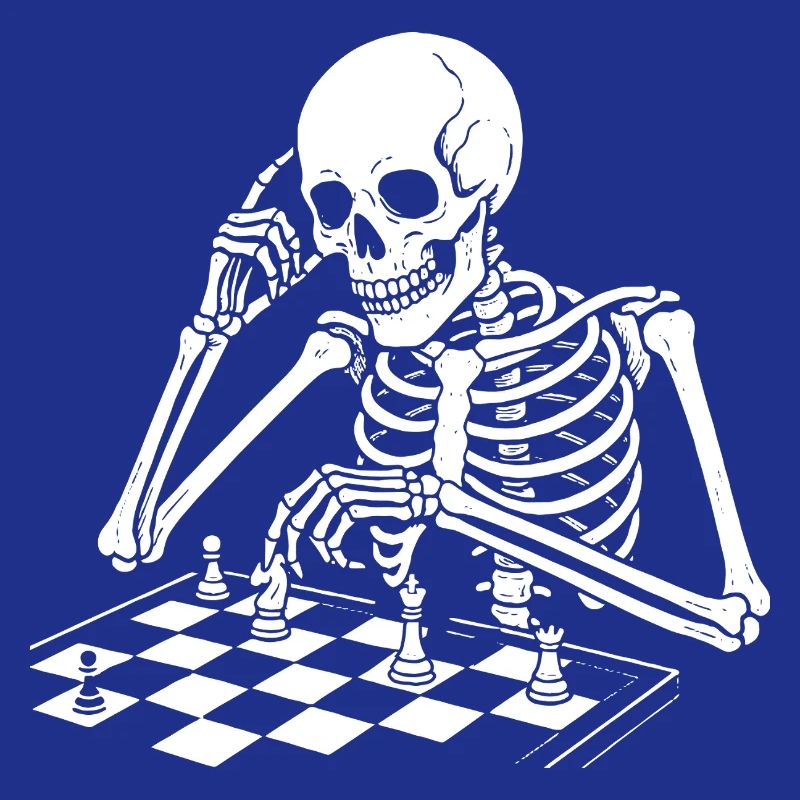 skeleton plays chess