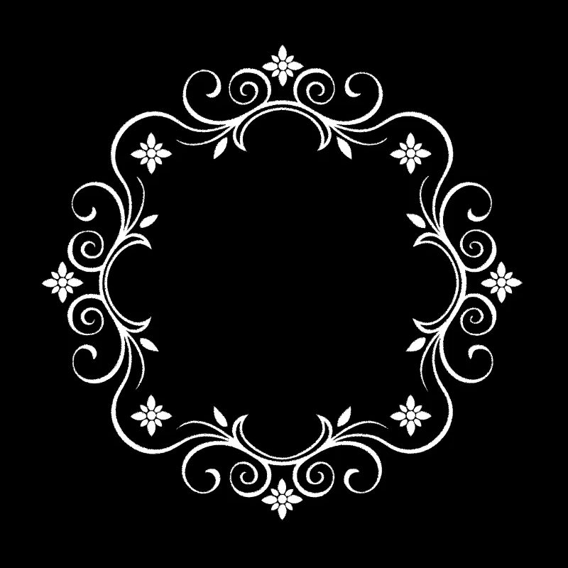 Ornament Ring Flower Frame White - Desired Text